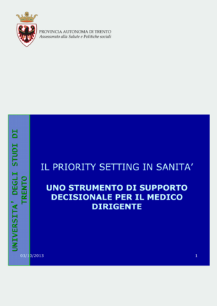 Priority setting in sanità