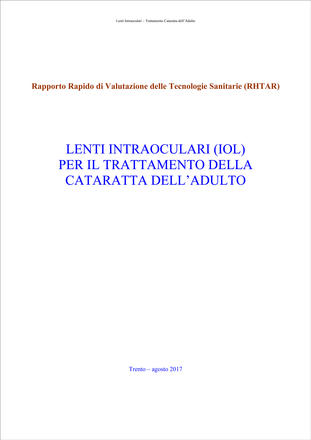 Lenti intraoculari (IOL) per il trattamento della cataratta nell'adulto