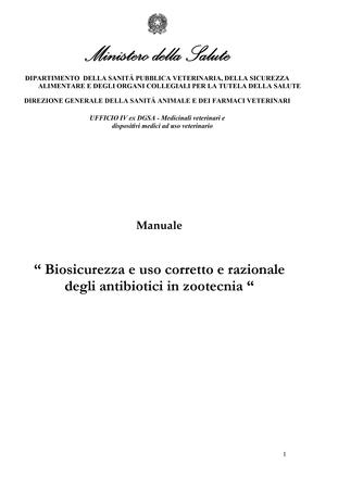 Biosicurezza e uso corretto e razionale degli antibiotici in zootecnia